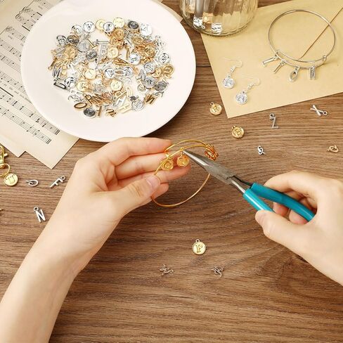 SANNIX Letter Charms, 156Pcs/6 Sets Alphabet ABC Letter Charms 3 Styles Capital A-Z Charms DIY Bracelet Necklace Pendants with 200Pcs Open Jump Rings for Jewelry Making, KC Gold in Saudi Arabia