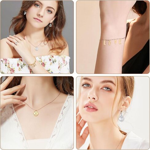 SANNIX Letter Charms, 156Pcs/6 Sets Alphabet ABC Letter Charms 3 Styles Capital A-Z Charms DIY Bracelet Necklace Pendants with 200Pcs Open Jump Rings for Jewelry Making, KC Gold in Saudi Arabia