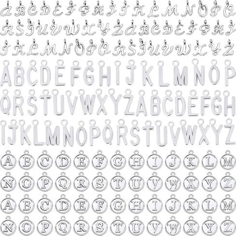 SANNIX Letter Charms, 156Pcs/6 Sets Alphabet ABC Letter Charms 3 Styles Capital A-Z Charms DIY Bracelet Necklace Pendants with 200Pcs Open Jump Rings for Jewelry Making, KC Gold in Saudi Arabia