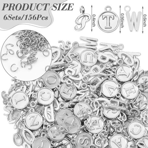 SANNIX Letter Charms, 156Pcs/6 Sets Alphabet ABC Letter Charms 3 Styles Capital A-Z Charms DIY Bracelet Necklace Pendants with 200Pcs Open Jump Rings for Jewelry Making, KC Gold in Saudi Arabia