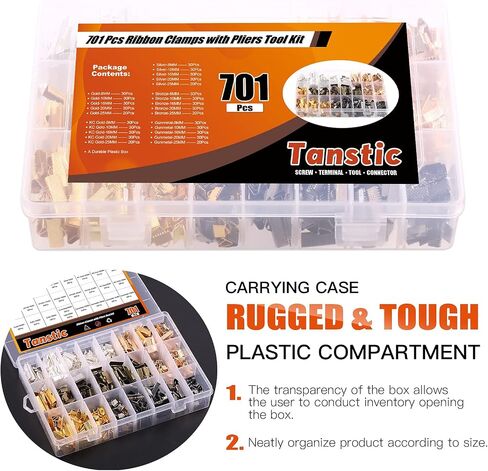 Tanstic 701Pcs Ribbon Ends with Pliers Set 5 Size 5 Color Ribbon Clamps Bookmark Pinch Crimp Cord Ends Fasteners Clasp Leather Crimp Ends Leather Ribbon Crimp Ends for Jewelry Making in Saudi Arabia