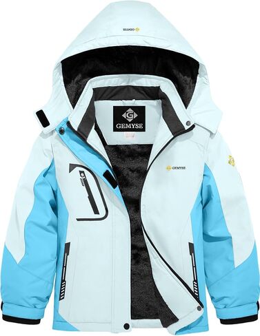 GEMYSE Girl's Waterproof Ski Snow Jacket Fleece Windproof Winter Jacket with Hood in Kuwait