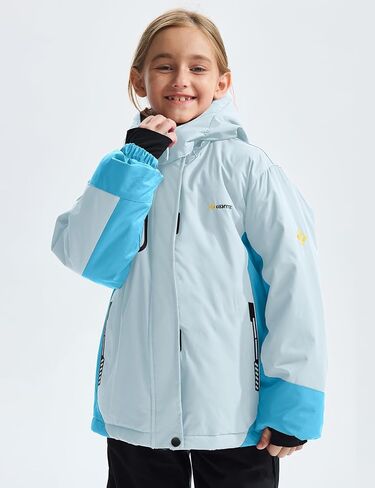GEMYSE Girl's Waterproof Ski Snow Jacket Fleece Windproof Winter Jacket with Hood in Kuwait