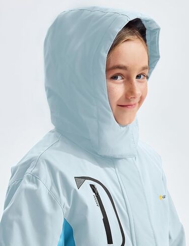 GEMYSE Girl's Waterproof Ski Snow Jacket Fleece Windproof Winter Jacket with Hood in Kuwait