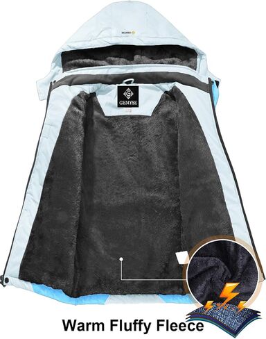 GEMYSE Girl's Waterproof Ski Snow Jacket Fleece Windproof Winter Jacket with Hood in Kuwait