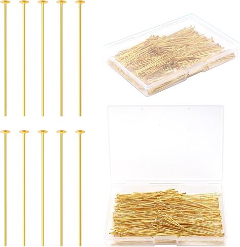 200PCS 50mm /2 Inch Eye Pins for Jewelry Making Head Pins Ball Pins, Yumttero Straight Pins for Jewelry Making Supplies Craft Bracelet Necklace Supplies-(Head Pins,Stainless Steel & Gold) in Saudi Arabia