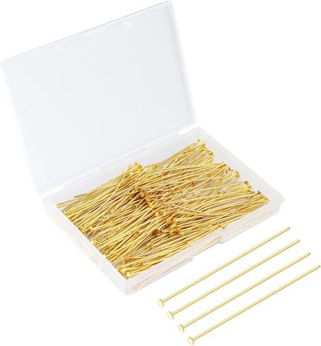 200PCS 50mm /2 Inch Eye Pins for Jewelry Making Head Pins Ball Pins, Yumttero Straight Pins for Jewelry Making Supplies Craft Bracelet Necklace Supplies-(Head Pins,Stainless Steel & Gold) in Saudi Arabia