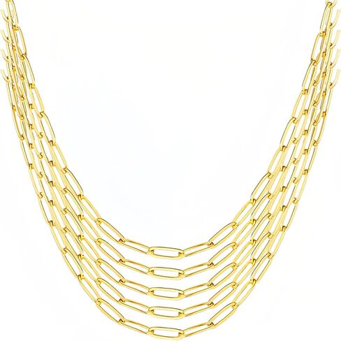 Gold Paperclip Chain Necklace for Women 10pcs 18inch 3X9mm Gold Chains for jewelry Making Stainless Steel Filled 18K Gold Plated Chains Bulk Adjustable Link Chains in Kuwait
