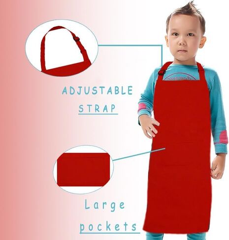 Kid Apron Adjustable Strap with 2 Pockets Painting Cooking Craft Backing Unisex Age 5-12 in Saudi Arabia