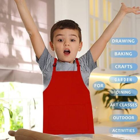 Kid Apron Adjustable Strap with 2 Pockets Painting Cooking Craft Backing Unisex Age 5-12 in Saudi Arabia