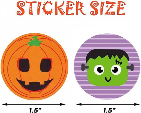 Halloween Stickers for Kids, 1000 Pcs Byhoo Halloween Pumpkin Bat Spider Stickers Roll, 16 Vibrant Colors and Designs, Round Seal Label Stickers, Envelope Seals Paster for Halloween Party Decorations in Kuwait