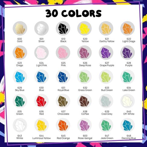 Coogert 30 Colors Dual Tip Acrylic Paint Markers, 1mm Fine Tip & Brush Tip in Kuwait