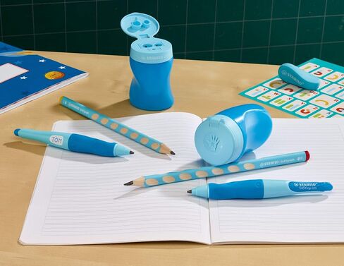 Ergonomic Container Sharpener - STABILO EASYsharpener - 3 in 1 - Left-Handed - Blue in Saudi Arabia