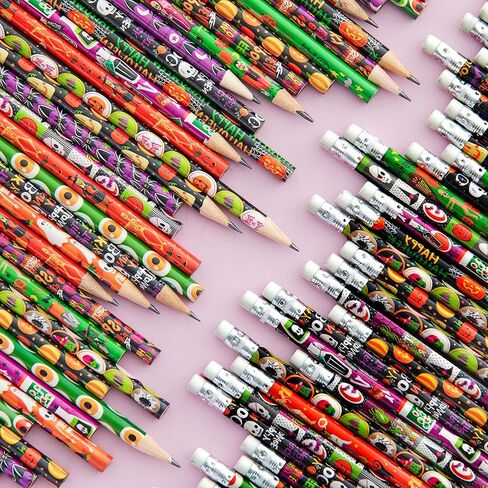 JOYIN 144 حزمة من أقلام الرصاص للهالوين مع ممحاة، مجموعة قرطاسية مكونة من 12 تصميمًا لجائزة هدايا الأطفال، أقلام رسم خشبية، لوازم هدايا حفلات الهالوين، حشوة أكياس الأشياء الجيدة in Kuwait