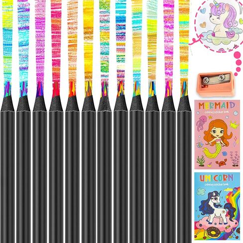 R&DLanci 12-Pieces Rainbow Colored Pencils,Jumbo Colored Pencils for Adult Coloring Sketching,Cute Drawing Kit Fun Pencils Cool Stuff Christmas Gift for Adults,Kids,Students,Pre-sharpened in Saudi Arabia