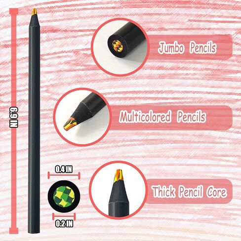 R&DLanci 12-Pieces Rainbow Colored Pencils,Jumbo Colored Pencils for Adult Coloring Sketching,Cute Drawing Kit Fun Pencils Cool Stuff Christmas Gift for Adults,Kids,Students,Pre-sharpened in Saudi Arabia