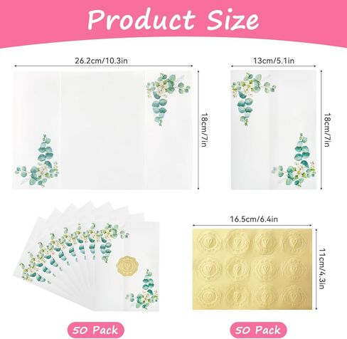 50 حزمة من السترات الرقيقة المطوية مسبقًا لدعوات 5 × 7، سترات شفافة من الورق الرقيق وبطانات مغلف ورقية مع نمط زهرة برية، ملصقات ذهبية لحفلات الزفاف وحفلات استقبال المولود الجديد وحفلات أعياد الميلاد in Kuwait