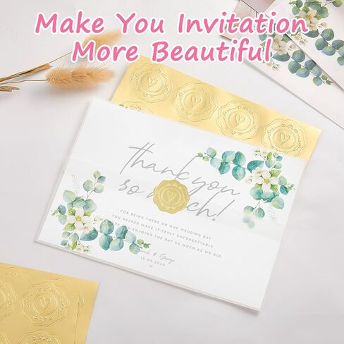 50 حزمة من السترات الرقيقة المطوية مسبقًا لدعوات 5 × 7، سترات شفافة من الورق الرقيق وبطانات مغلف ورقية مع نمط زهرة برية، ملصقات ذهبية لحفلات الزفاف وحفلات استقبال المولود الجديد وحفلات أعياد الميلاد in Kuwait