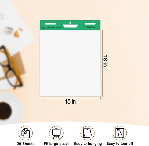 Super Sticky Easel Pad,25 in x 30 in,White,30 Sheets/Pad,2 Pad/Pack,Large White Premium Self Stick Flip Chart Paper,Super Sticking Power in Saudi Arabia