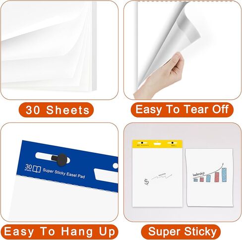 Super Sticky Easel Pad,25 in x 30 in,White,30 Sheets/Pad,2 Pad/Pack,Large White Premium Self Stick Flip Chart Paper,Super Sticking Power in Saudi Arabia