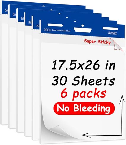 Super Sticky Easel Pad,25 in x 30 in,White,30 Sheets/Pad,2 Pad/Pack,Large White Premium Self Stick Flip Chart Paper,Super Sticking Power in Saudi Arabia