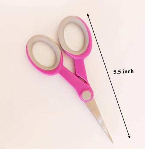 مقص حرفي صغير باستيل مقاس 5.5 بوصة، مقص للأطفال بطرف نقطة أمان، مقص مريح للخياطة من الفولاذ المقاوم للصدأ للخياطة والتطريز للمدرسة والمنزل واللوازم المكتبية (رمادي داكن) in Kuwait