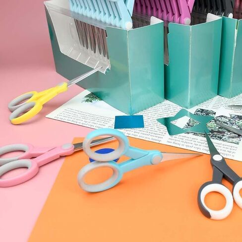 مقص حرفي صغير باستيل مقاس 5.5 بوصة، مقص للأطفال بطرف نقطة أمان، مقص مريح للخياطة من الفولاذ المقاوم للصدأ للخياطة والتطريز للمدرسة والمنزل واللوازم المكتبية (رمادي داكن) in Kuwait