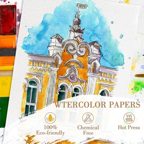 100PCS 5x7 Watercolor Paper Bulk, 140lb/300g Cold Press Thick Water Color Paper Pad for Kid Child Adult, White Art Paper for Drawing Painting Markers Gouache, Textured Cotton Paper Sheets in Kuwait