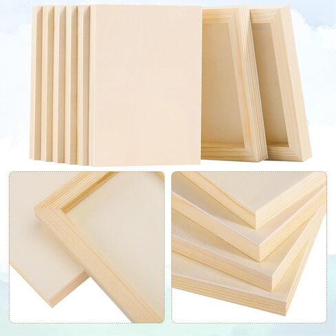 Aodaer 16 Pack Wood Panels 4 x 4 Inch Wooden Panels Canvas Unfinished Craft Wood Boards Panels for Art Crafts Acrylic and Oil Painting Pouring DIY Projects in Kuwait