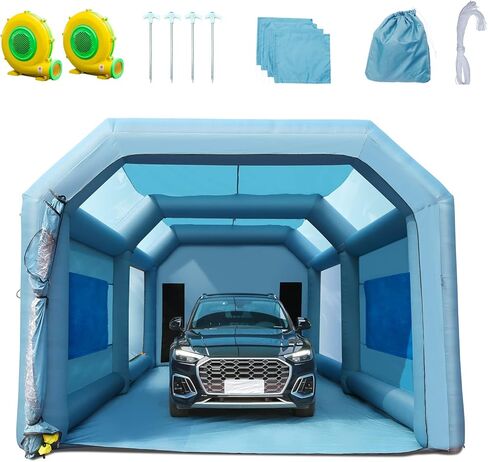 VEVOR 26x15x11ft Inflatable Paint Booth, Inflatable Spray Booth, High Powerful 750W+950W Blowers Spray Booth Tent, Car Paint Tent Air Filter System for Car Parking Tent Workstation Motorcycle Garage in Saudi Arabia