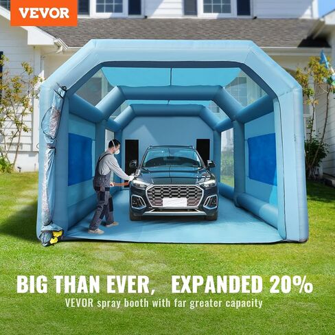 VEVOR 26x15x11ft Inflatable Paint Booth, Inflatable Spray Booth, High Powerful 750W+950W Blowers Spray Booth Tent, Car Paint Tent Air Filter System for Car Parking Tent Workstation Motorcycle Garage in Saudi Arabia