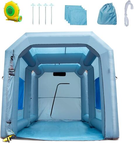 VEVOR 26x15x11ft Inflatable Paint Booth, Inflatable Spray Booth, High Powerful 750W+950W Blowers Spray Booth Tent, Car Paint Tent Air Filter System for Car Parking Tent Workstation Motorcycle Garage in Kuwait