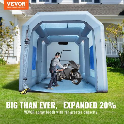 VEVOR 26x15x11ft Inflatable Paint Booth, Inflatable Spray Booth, High Powerful 750W+950W Blowers Spray Booth Tent, Car Paint Tent Air Filter System for Car Parking Tent Workstation Motorcycle Garage in Kuwait