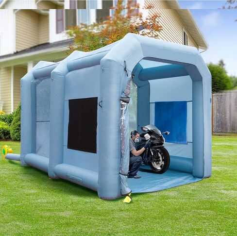 VEVOR 26x15x11ft Inflatable Paint Booth, Inflatable Spray Booth, High Powerful 750W+950W Blowers Spray Booth Tent, Car Paint Tent Air Filter System for Car Parking Tent Workstation Motorcycle Garage in Kuwait