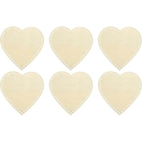 PATIKIL 8" x 8" Crochet Basket Bottom, 6Pcs Heart Shape Blank Crochet Knitting Wooden Base for DIY Craft Weaving Basket Making Supplies Home Decoration