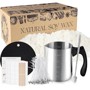Candle Making Kits for Adults,Beginner,Kids, Soy Wax, Making Supplies Include 2 LB Soy Wax Flakes,50 Candle Wick, Centering Devices, Melting Pot