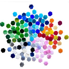 100 Pieces Hexagon Mosaic Tiles for Crafts Bulk, Iridescent Stained Glass Pieces Precut Hexagons for Mosaic Projects, Home Decor