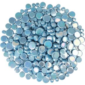 300g/150 Pieces Random Round Iridescent Glass Mosaic Tiles, 4 Sizes (0.3, 0.45, 0.54, 0.6) inch Dot Mosaic Tiles for Crafts and Mosaic Making Supplies, (Lemon)