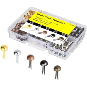 Brads for Paper Crafts, 200pcs Multicolor Metal Paper Fasteners, 8x17mm Fasteners for Crafts, Paper Brads, Round Head Fasteners, Split Pin