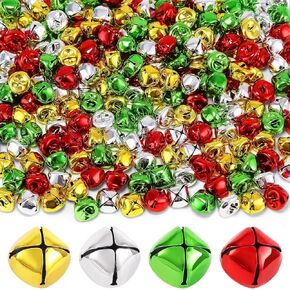 Jingle Bells, 120 Pcs 3/5 Inch Christmas Bells Metal Craft Bells Bulk DIY for Home Festival Party Supplies Holiday Pet Wedding Gifts DIY Project Favors Decorations (Red, Green, Silver, Gold)