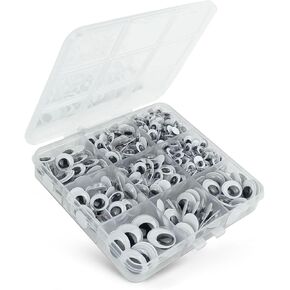 560 Pcs Wiggle Googly Eyes with Self-Adhesive, 6mm 8mm 10 mm 12mm 15mm Mixed Packaging (Black and White)