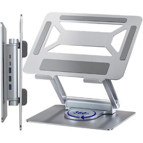 MagicHold Height Viewing Angle Adjustable Laptop Stand Riser with Cooling Fan and 4 USB Hub, Tablet Stand Compatible with IPAD,/IPAD PRO,E-Book, Laptop/Notebook Office Desk Stand Mount Workstation