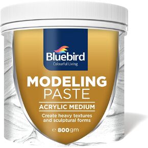 Bluebird Professional Thick Modeling Paste 571ML / 28.2Oz - High Density, Acrylic Medium - for Texture and Thickness, Dimension Additive (White, 28.2 Oz / 800GM)