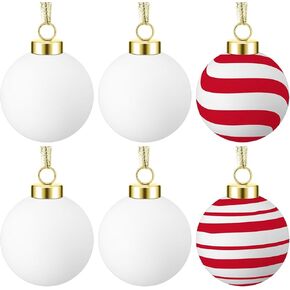 Hollowfly 6 Pcs Ceramic to Paint Christmas Ball Ornaments 2.36 Inch DIY Paintable Bisque Ornaments Porcelain Christmas Ball White Blank Ceramic Ornaments for Xmas Tree Party Holiday Decoration