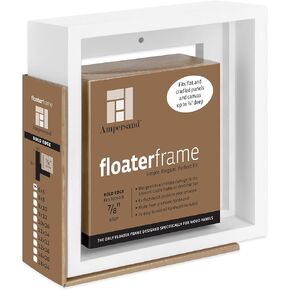 Ampersand Art Supply Floaterframe Readymade Frame for Flat and 1 1/2" Deep Wood Panel and Canvas Artwork, Paintings, Prints, and More, 6"x6", White Bold