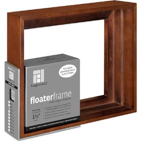 Ampersand Art Supply Floaterframe Readymade Frame for Flat and 1 1/2" Deep Wood Panel and Canvas Artwork, Paintings, Prints, and More, 8"x10", Walnut Thin