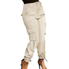 Flamingals Women's Flap Pocket Zip Detail Mid Waist Pants Western Clothes for Women