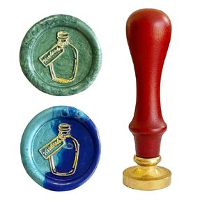 Wax Stamp, Empty Bottle Wax Seal Stamp, Removable Brass Head with Wooden Handle Suitable for Wedding Party Invitations, Gift Wrap, Envelopes, Thank You Cards (KPZ-18)