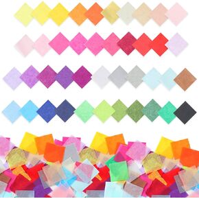 Phinus 6300 Pcs 1 Inch Tissue Paper Squares, Tissue Paper for Crafts, 42 Assorted Colored Tissue Paper, Colors Art Rainbow Tissue Paper Bulk for Crafts, Art Projects, Birthday Party