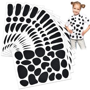 Coopay 24 Sheets Black Adhesive Felt Circles Felt Pads Spotty Dog Style 576 Pieces Irregular Shape Dots for Halloween DIY Sewing Projects Costume